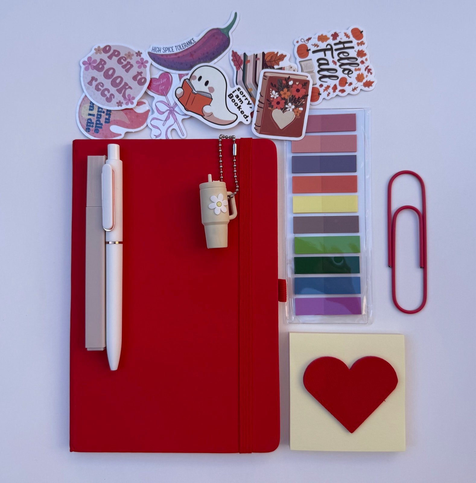 Red Stationery Gift Box | Aesthetic Bookish Bundle for Readers & Writers | Cute Journal Set