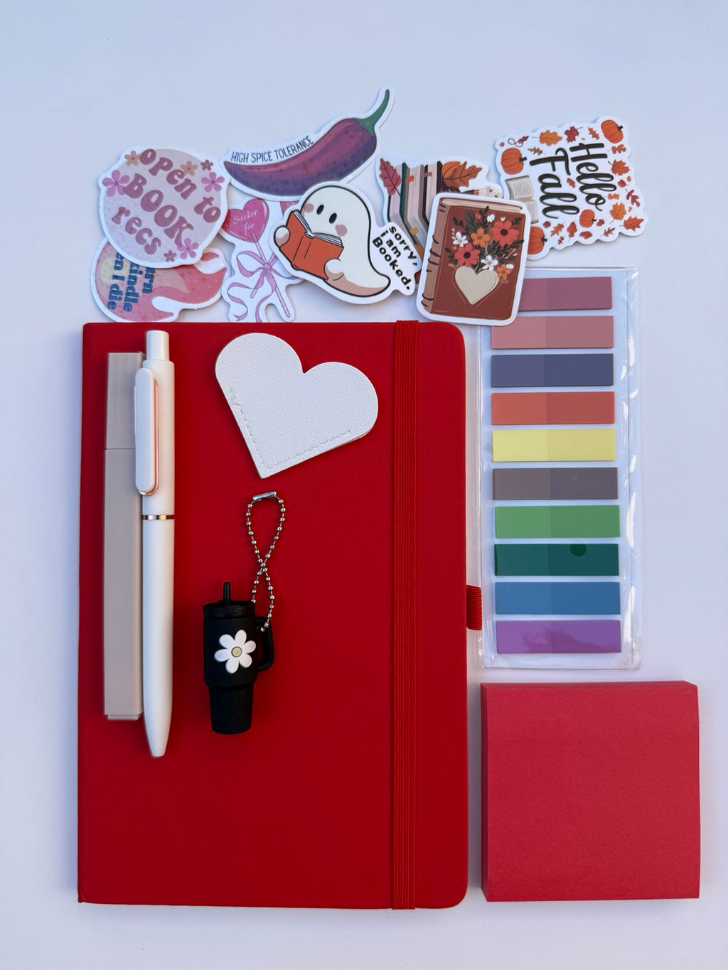Red Stationery Gift Box | Aesthetic Bookish Bundle for Readers & Writers | Cute Journal Set