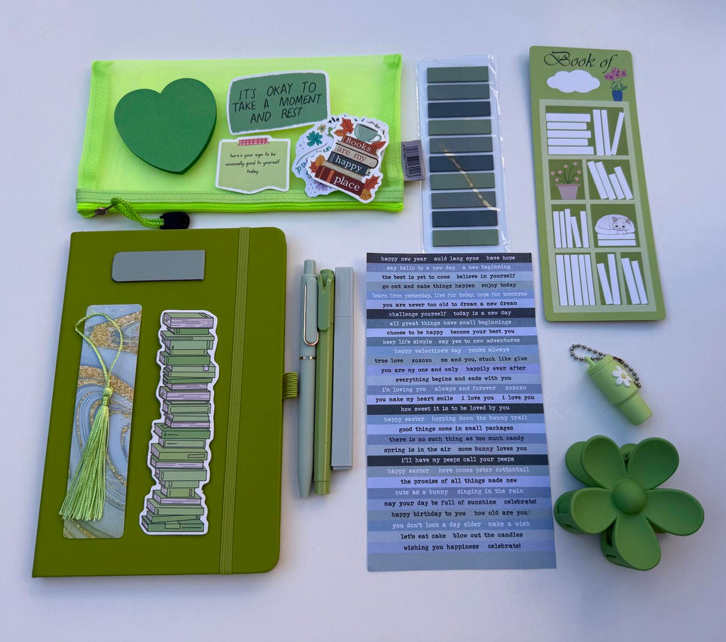 Green Bookish Stationery Bundle