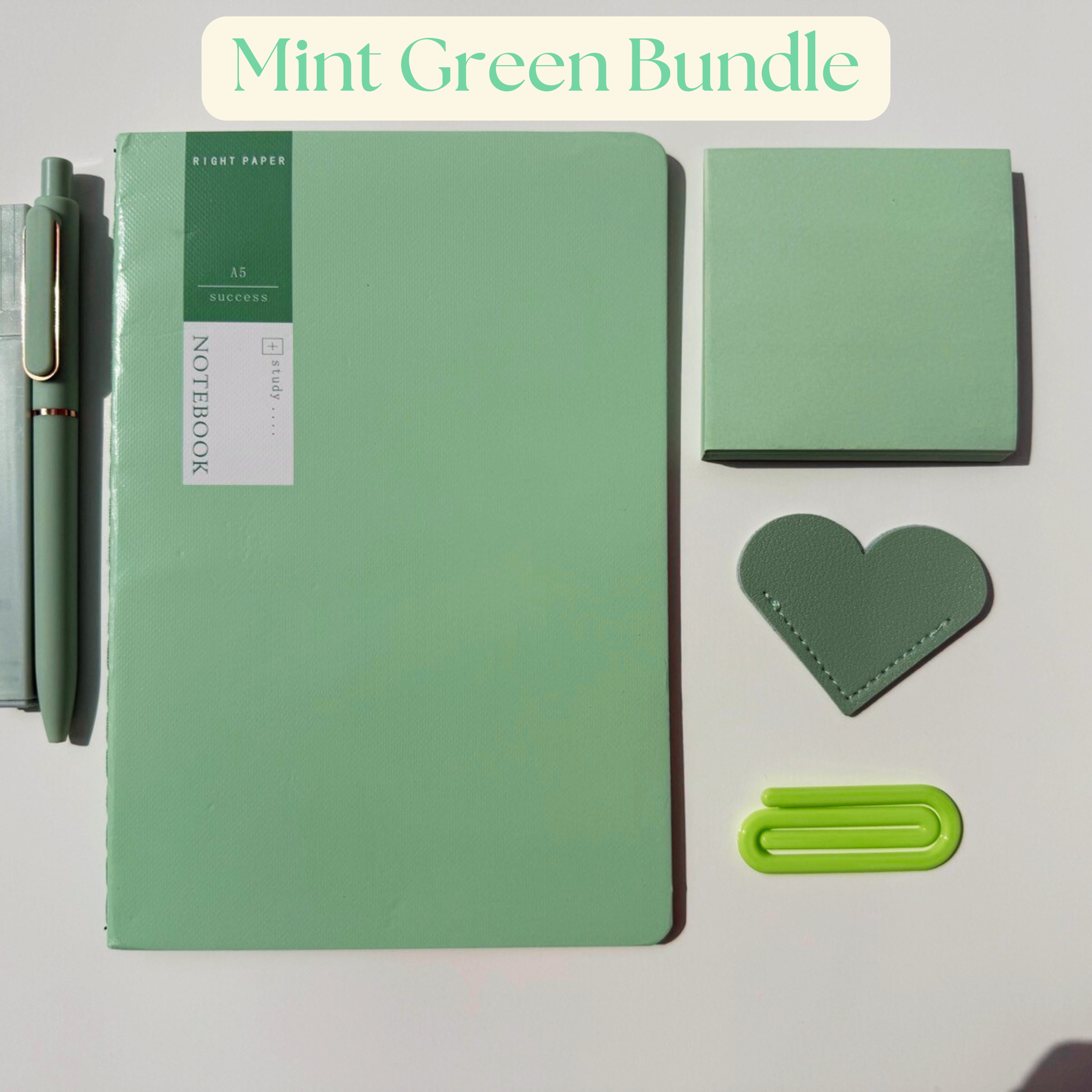 Mint Green Bookish Bundle | Aesthetic Stationery Gift Set | Book Lover Gift Box | Journal & Bookmark Set